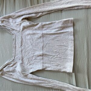 American Eagle Light Gray Lace Trim Top